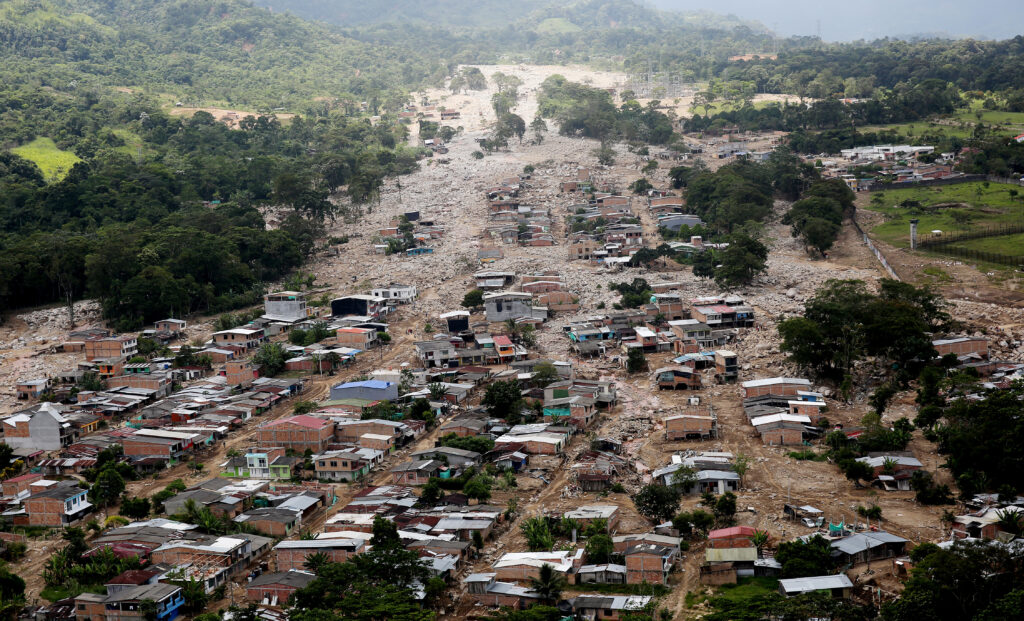 Vista aérea de un barrio afectado en Mocoa el martes 4 de abril de 2017
