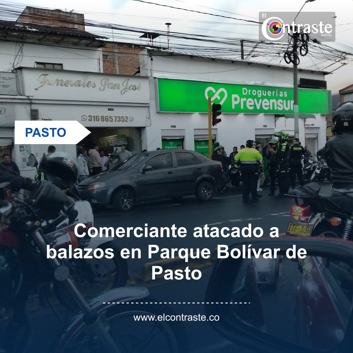 Comerciante atacado a balazos en Parque Bolívar de Pasto
