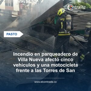 Incendio en parqueadero de Villa Nueva afectó cinco vehículos y una motocicleta frente a las Torres de San Luis