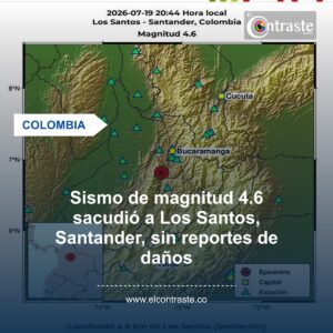 Sismo de magnitud 4.6 sacudió a Los Santos, Santander, sin reportes de daños