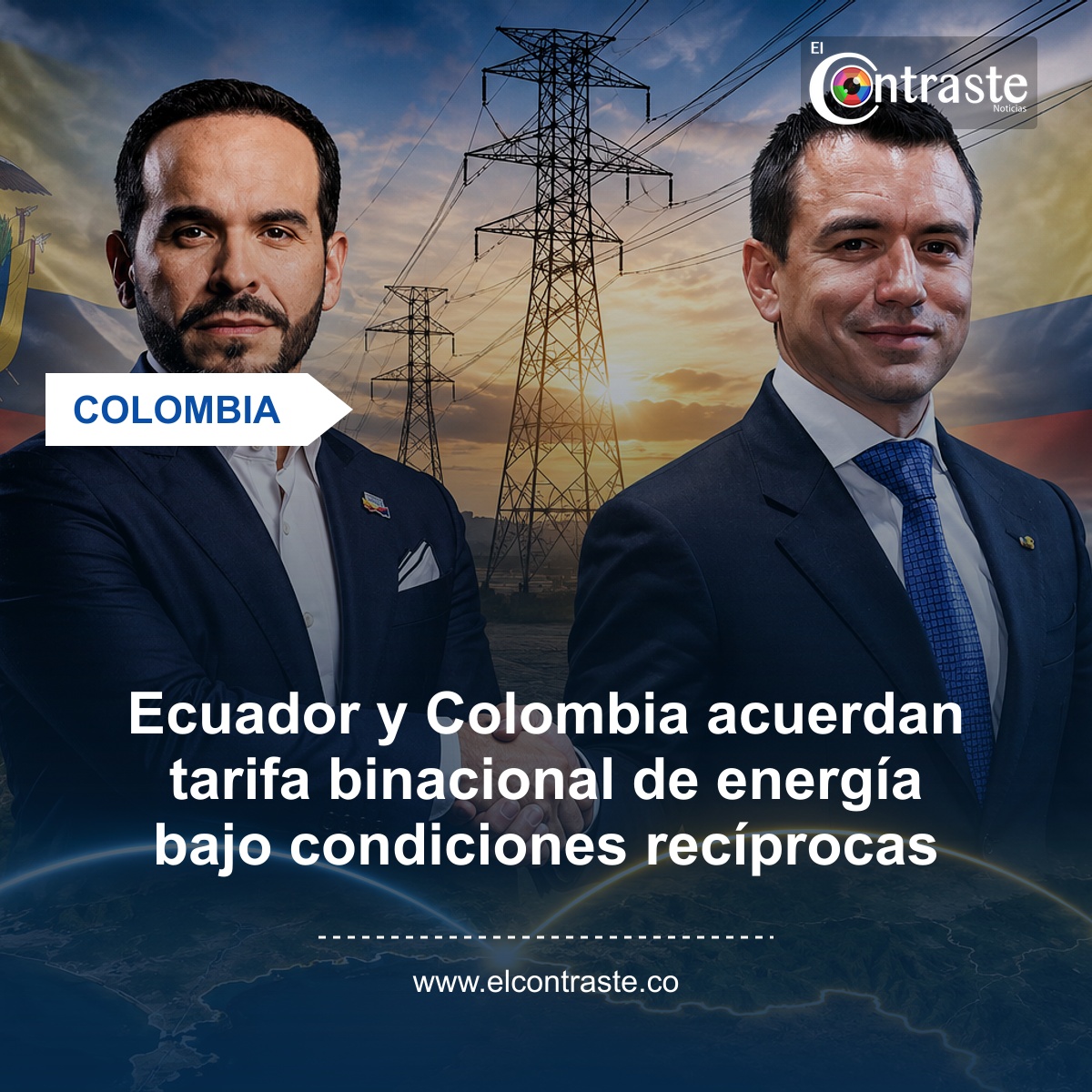Ecuador y Colombia acuerdan tarifa binacional de energía bajo condiciones recíprocas