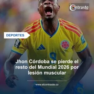 Jhon Córdoba se pierde el resto del Mundial 2026 por lesión muscular