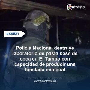 Policía Nacional destruye laboratorio de pasta base de coca en El Tambo con capacidad de producir una tonelada mensual