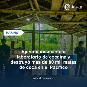 Ejército desmanteló laboratorio de cocaína y destruyó más de 80 mil matas de coca en el Pacífico nariñense