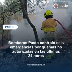 Bomberos Pasto controló seis emergencias por quemas no autorizadas en las últimas 24 horas