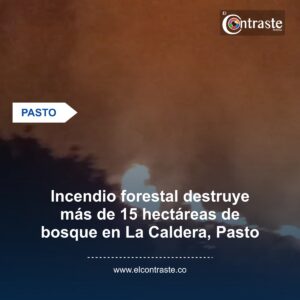 Incendio forestal destruye más de 15 hectáreas de bosque en La Caldera, Pasto