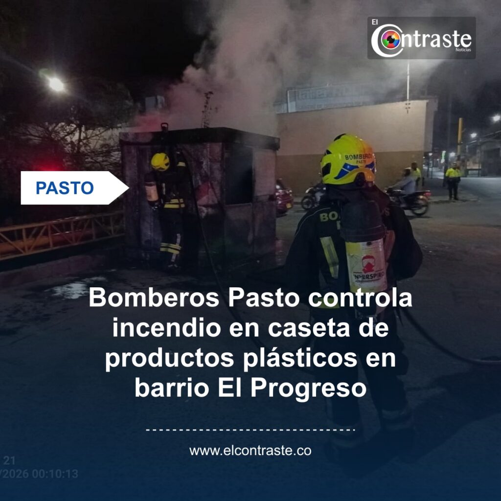 Bomberos Pasto controla incendio en caseta de productos plásticos en barrio El Progreso