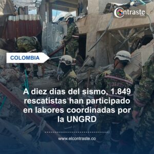 A diez días del sismo, 1.849 rescatistas han participado en labores coordinadas por la UNGRD