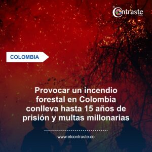 Provocar un incendio forestal en Colombia conlleva hasta 15 años de prisión y multas millonarias