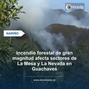 Incendio forestal de gran magnitud afecta sectores de La Mesa y La Nevada en Guachaves