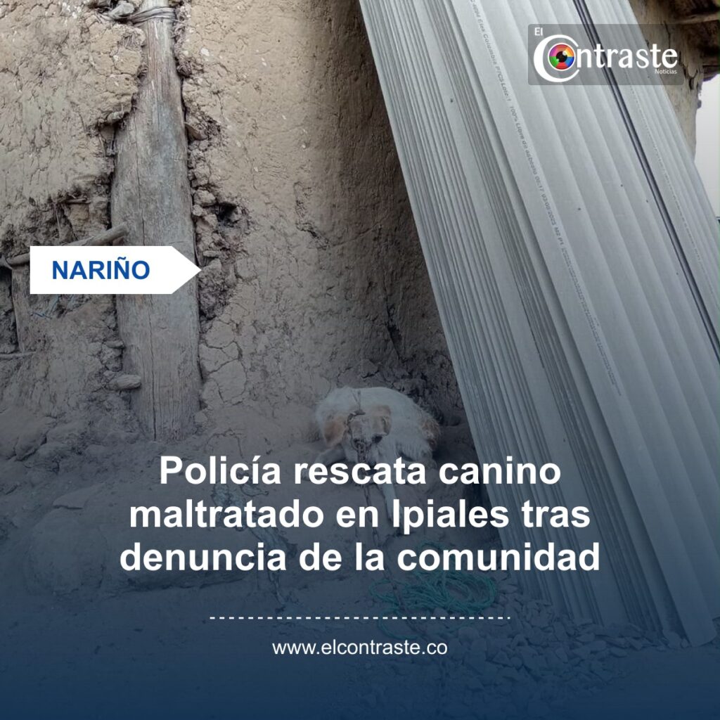 Policía rescata canino maltratado en Ipiales tras denuncia de la comunidad