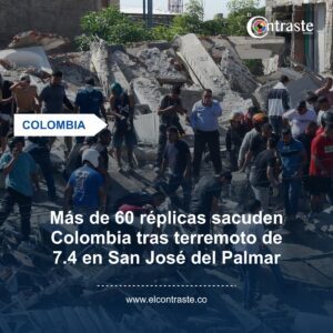 Más de 60 réplicas sacuden Colombia tras terremoto de 7.4 en San José del Palmar