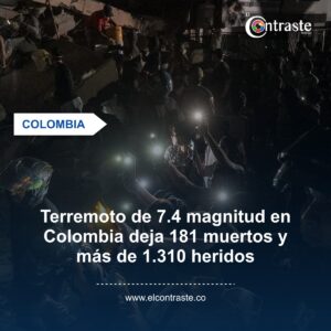 Terremoto de 7.4 magnitud en Colombia deja 181 muertos y más de 1.310 heridos
