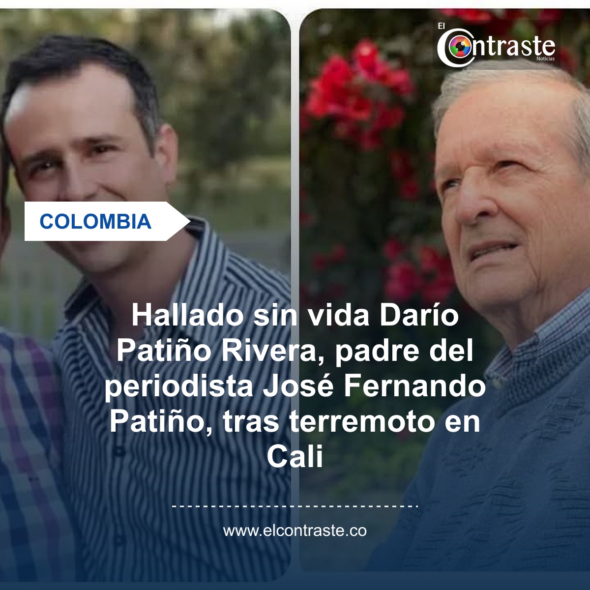 Hallado sin vida Darío Patiño Rivera, padre del periodista José Fernando Patiño, tras terremoto en Cali