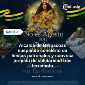 Alcalde de Barbacoas suspende concierto de fiestas patronales y convoca jornada de solidaridad tras terremoto