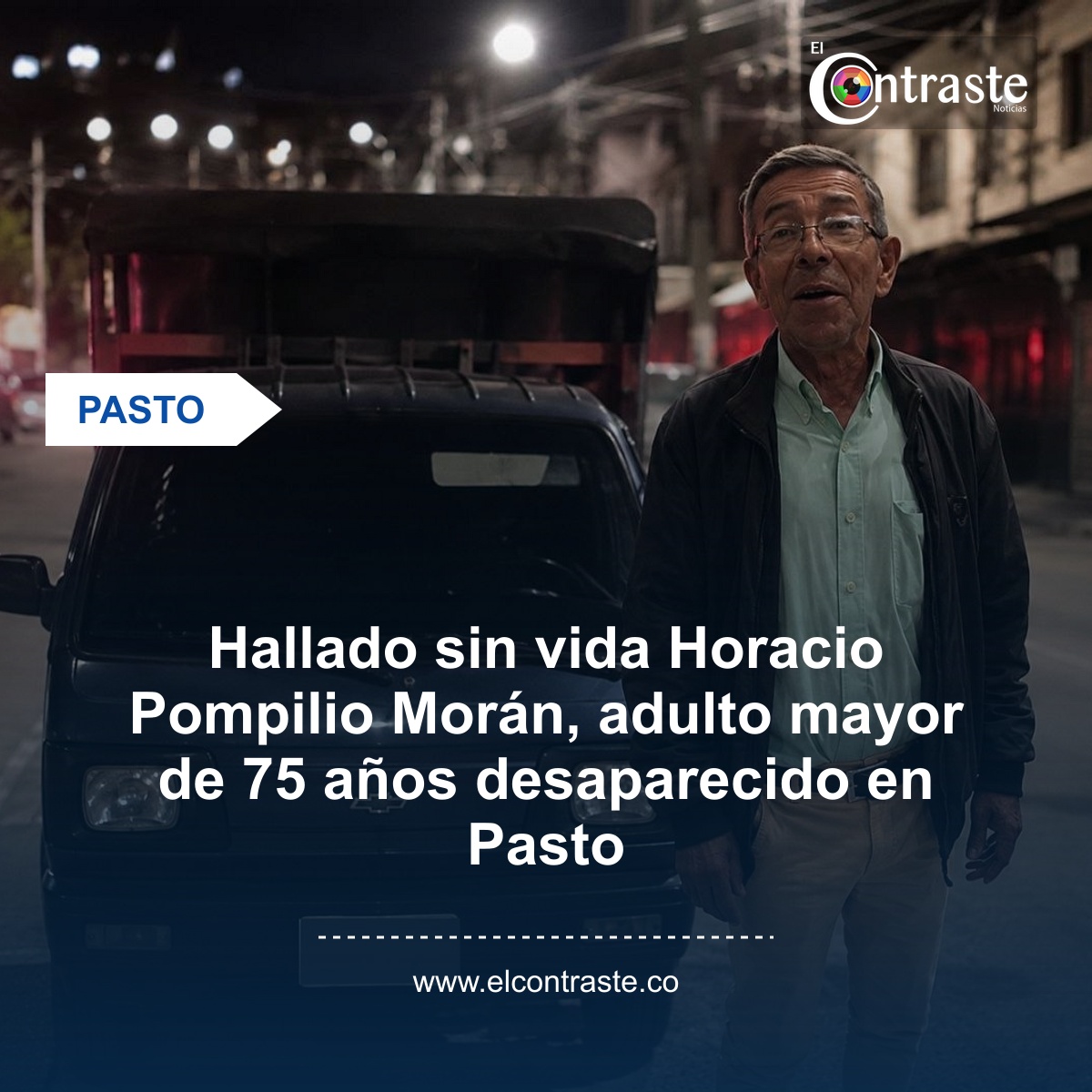 Hallado sin vida Horacio Pompilio Morán, adulto mayor de 75 años desaparecido en Pasto