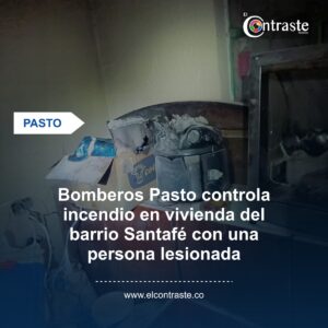 Bomberos Pasto controla incendio en vivienda del barrio Santafé con una persona lesionada