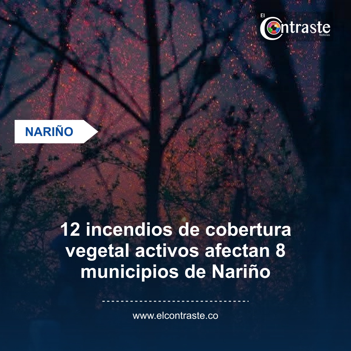 12 incendios de cobertura vegetal activos afectan 8 municipios de Nariño